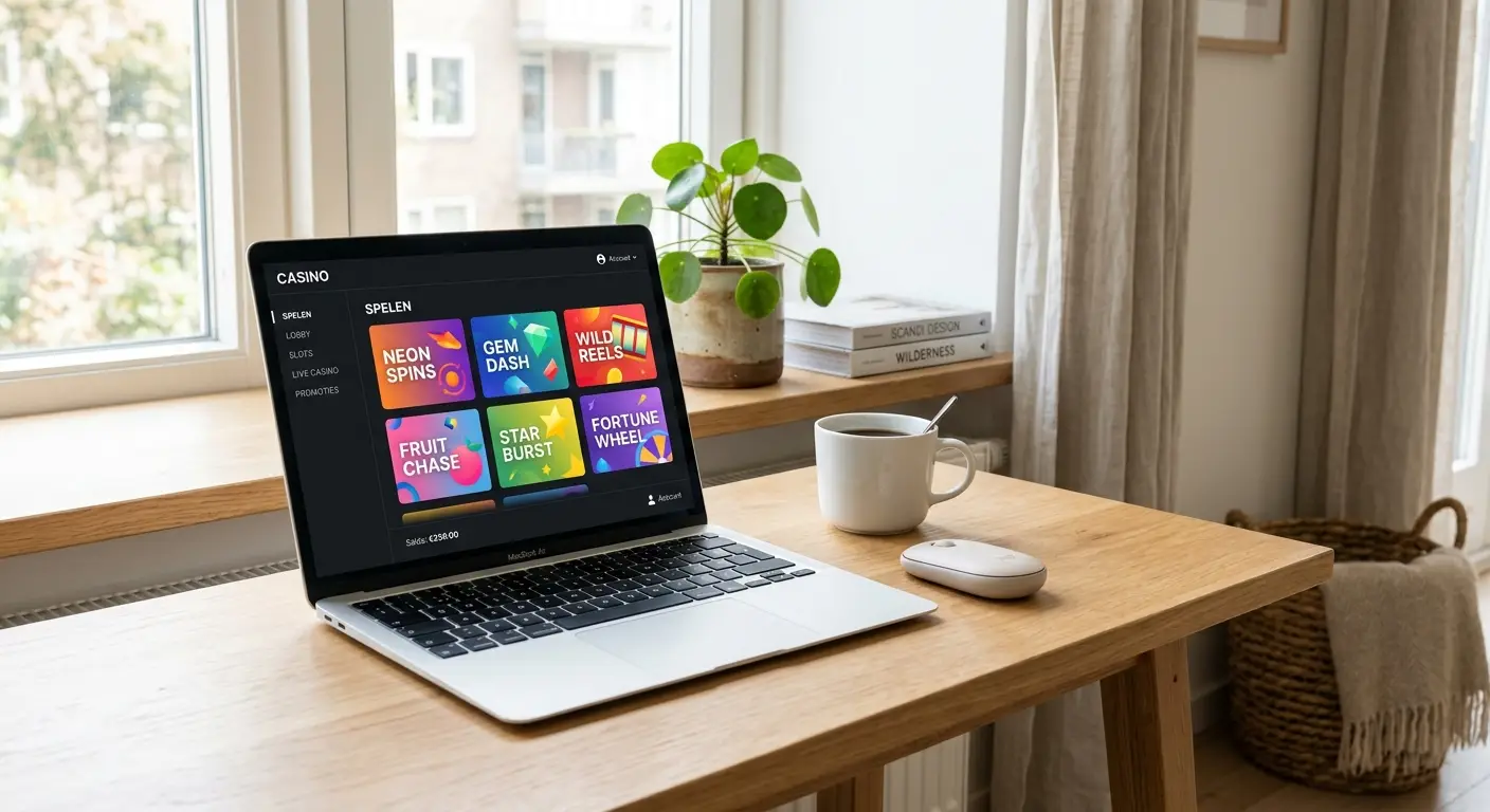Nieuw casino zonder Cruks 2026 op moderne laptop werkplek